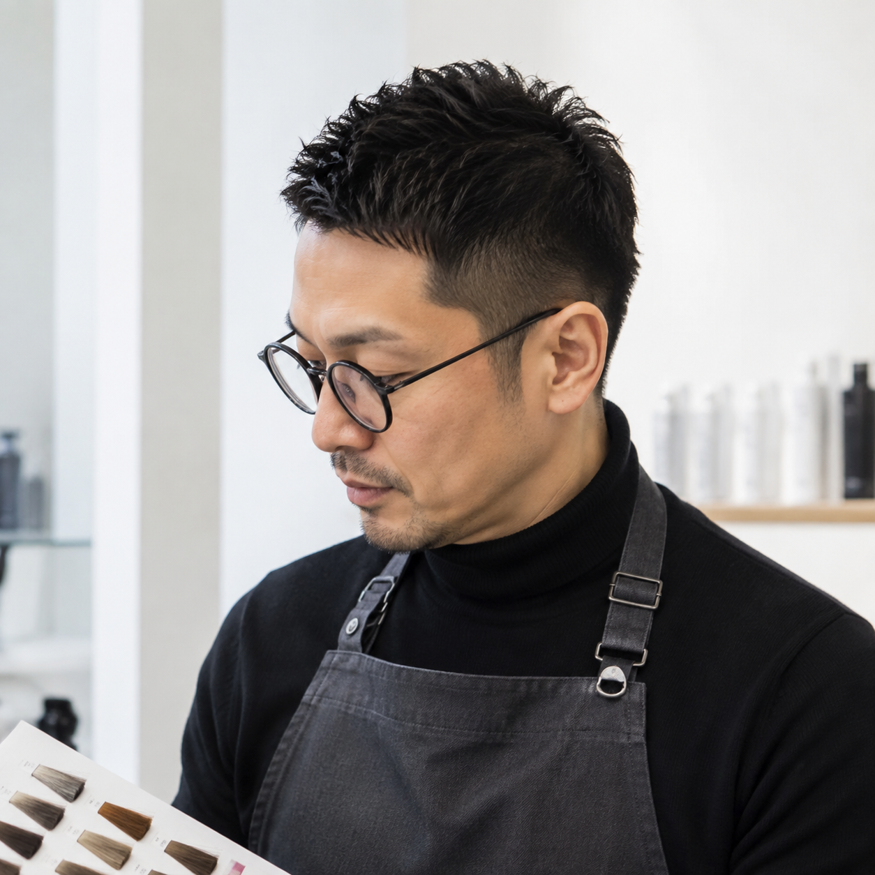 眼鏡をかけた人物の横向きのイメージ