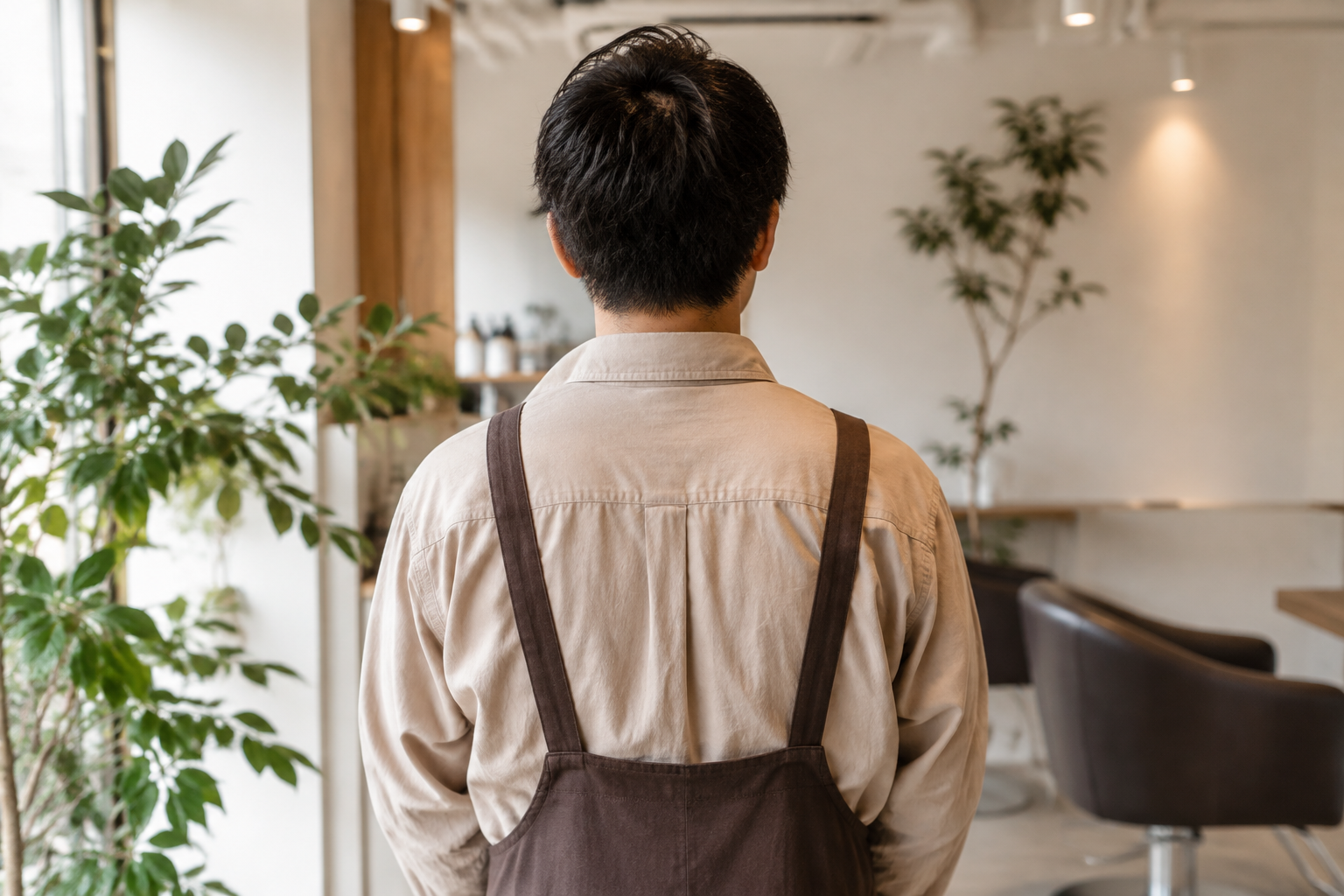 短髪の人物の後ろ姿のイメージ